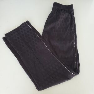 Desigual Small Black Satin Lounge Wear Silky High Waisted Sweat Pants Polka Dots